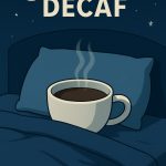 decaf coffee cup in bed