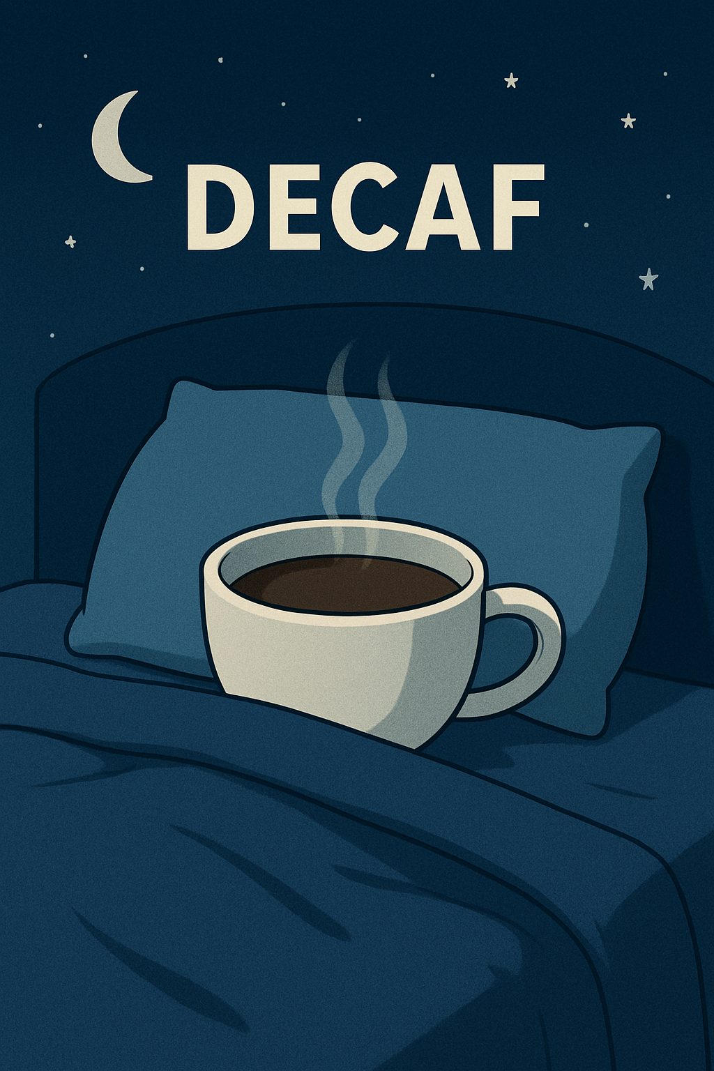 decaf coffee cup in bed